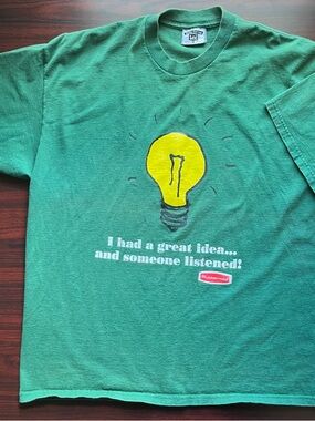 Vintage Rubbermaid T Shirt Lightbulb Great Idea Size XXL Made In USA